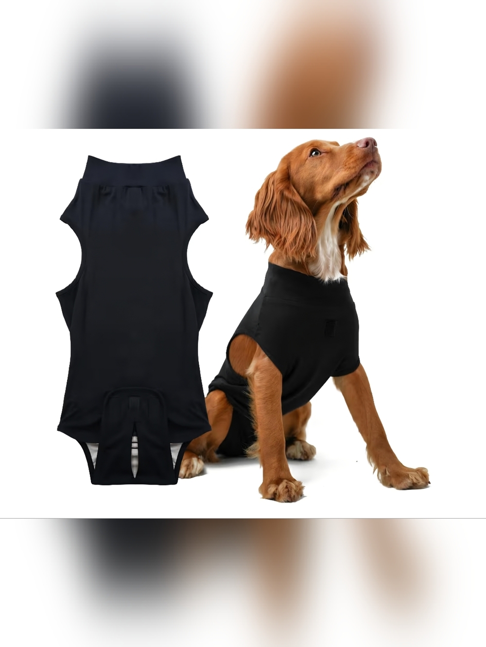 Black Dog Recovery Suit - Comfortable Post-Surgery Body Suit Size M